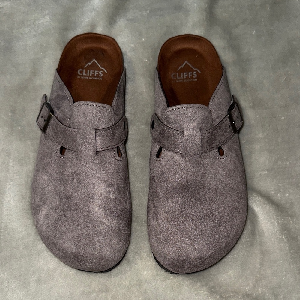 White Mountain Gray Suede Cliffs Slip-On Clogs